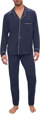Eberjey William Stretch Tencel Modal Long Pajamas in True Navy/ivory at Nordstrom, Size Xx-Large