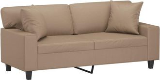 vidaXL Sof&aacute; de 2 plazas con cojines cuero sint&eacute;tico capuchino 140 cm Vidaxl