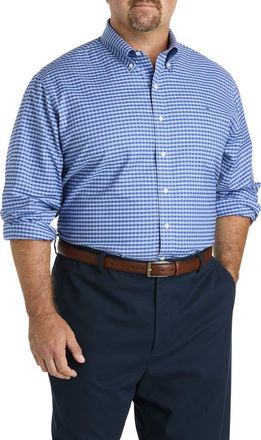 Brooks Brothers Big & Tall Non-Iron Gingham Sport Shirt in Navy Blue at Nordstrom, Size 2X Big