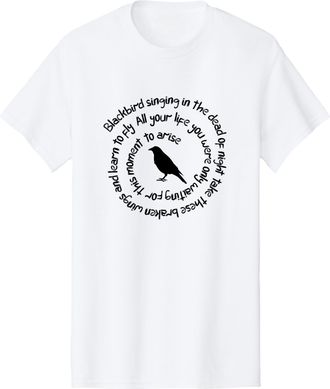 Generic Blackbird T-Shirt - Beatles Inspired Lyrics Tee - Unisex Music Lover Shirt White