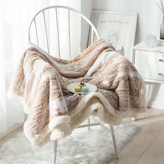 OEM 1 Couverture,fausse Fourrure,polyester,douce Et Chaude,130x160 Cm,beige,pour Canap&eacute; Et Lit