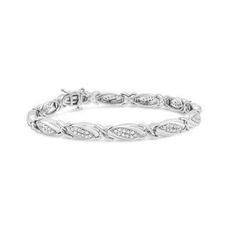 House of Brilliance Silver 1.00 Cttw Round Diamond X-Link Bracelet in White at Nordstrom