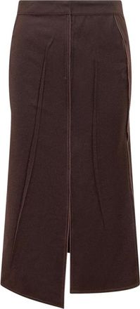 Victoria Beckham Rokken, Dames, Bruin, 2Xs, Katoen, Tailored Midi Skirt