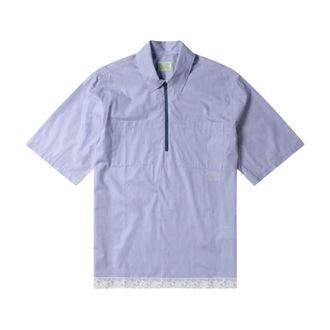 Aries Polo Shirts, male, Blue, Size: XL Lace Trim D Shirt