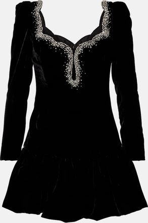 Clio Peppiatt Edie crystal-embellished velvet minidress