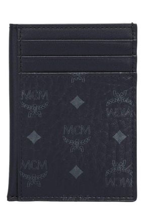 MCM N/S Card Case in Visetos Original in Black at Nordstrom
