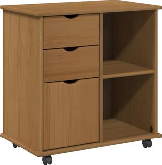vidaXL Gabinete Rodante 63,5 X 39 X 65,5 Cm Madera De Pino Macizo Vidaxl