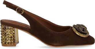 Kurt Geiger SLINGBACK CHELSEA BLOCK IN SUEDE MARRONE KURT GEIGER