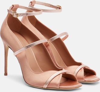 Malone Souliers Cynthia 90 leather-trimmed satin sandals