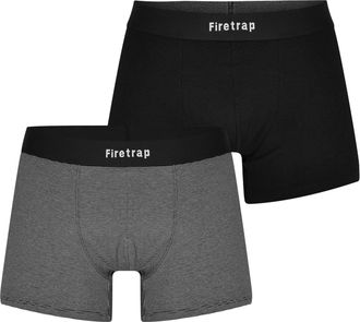 Firetrap Boxershorts met herenlogo (Set van 2) (Zwart/Grijze streep)