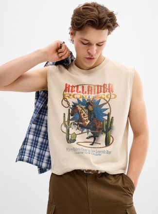 Djab Mens Washed graphic muscle Tee Shirt Oversized fit