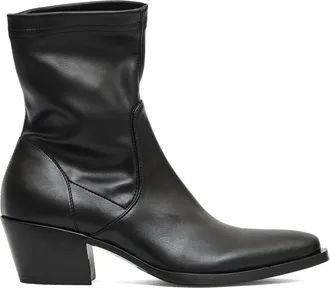 Strategia Zwarte Leren Enkellaarzen Elegant Ontwerp - Dames - Cowboylaarzen - Zwart - 35 EU - Schoenen