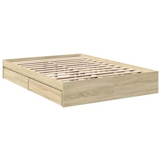 vidaXL Cama Con Cajones Madera De Ingenier&iacute;a Roble Sonoma 120x190 Cm Vidaxl