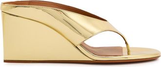 Alaia Cube 75 Mirror Thong Wedge Mules - Gold - 36 (IT36/ UK3)