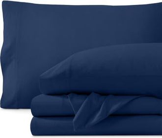 Bare Home Organic Cotton Jersey Sheet Set in Dark Blue at Nordstrom, Size Twin X-Long