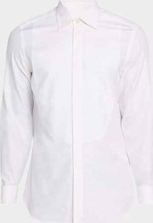 Dunhill Mens Cotton and Silk Bib-Front French Cuff Dress Shirt