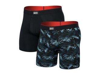 Saxx Underwear Multi-Sport Mesh Boxer Brief Fly 2-Pack Mens Underwear Palm Camo Glow/Black : SM, Elastane/Polyester