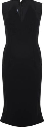 Moschino Zwarte aansluitende jurk met elegante halslijn - Dames - Casual kleedjes - Zwart - S - Polyester - Kleedjes