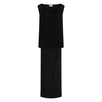 P.A.R.O.S.H. Zijden Strik Kraag Blouse - Dames - Maxi kleedjes - Zwart - M - Kleedjes