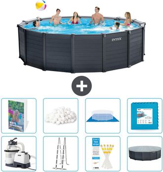 Intex Piscina Graphite Panel Redonda - 478x124 Cm - 9-piezas S681