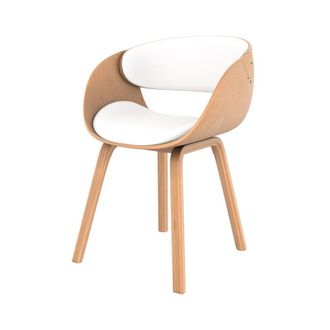 Rendez-Vous D&eacute;co Silla de madera clara y PU blanco