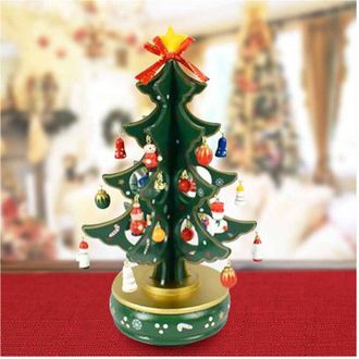 Trade Shop Trade Shop - Carillon Natalizio Albero Di Natale Legno Con Addobbi 29cm Decorazioni Natalizie