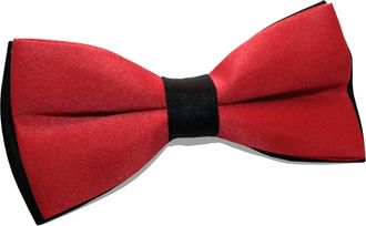 DQT New Plain Red & Black Mens Bow Tie