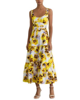 Reiss Erin Stretch Floral Print Midi Dress