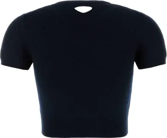 Prada Womens Cashmere Crewneck Sweater Navy
