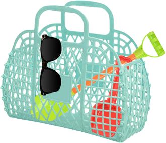 Generic Reusable Jelly Bag, Waterproof Jelly Tote, 9.45x8.27x3.74 inches Medium Size Beach Basket with Handles, Soft Handbag, Summer Carry Bag with Easy Clean