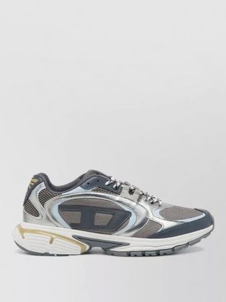 Diesel mesh and metallic leather low-top sneakers