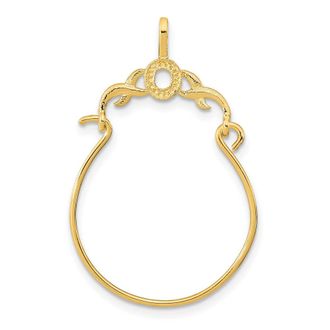Diamond2Deal 14K Yellow Gold Textured Charm Holder Pendant