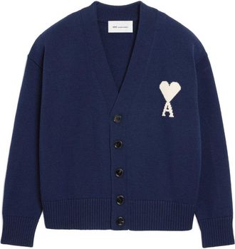 Ami Heart Motif V-Neck Cardigan