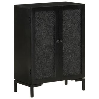 Berkfield Home Sideboard Black 55x30x77 cm Solid Wood Mango & Iron | Size: 55 x 30 x 77 cm