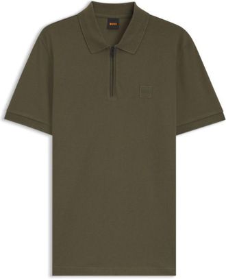 BOSS Stretch-cotton slim-fit polo shirt with logo patch