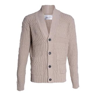 Roberto Collina Cardigans, male, Beige, Size: L Jacquard Cardigan