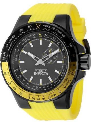 Invicta 49732 Aviator Watch in Gunmetal/Yellow at Nordstrom Rack