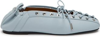 Ganni Eyelet-embellished Faux Leather Ballet Flats - Light Blue - 39 (IT39/ UK6)
