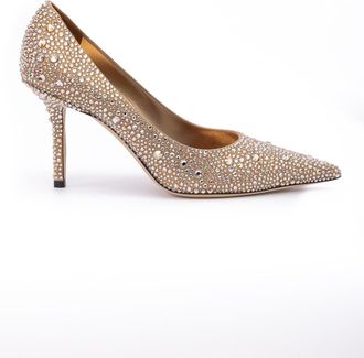 Jimmy Choo London Light Bronze Crystal Love 85 Womens Pumps