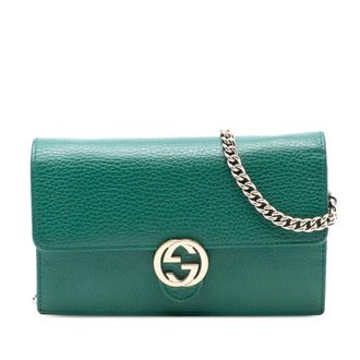 Gucci Pre-owned Gucci Interlocking G Dollar Calfskin Wallet on Chain Ladies 615523 493075