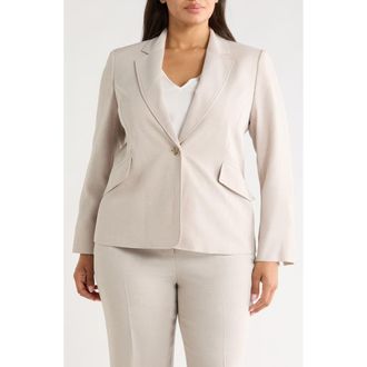 Kasper Pebble Crepe Two-Button Blazer in Summer Straw at Nordstrom, Size 18W