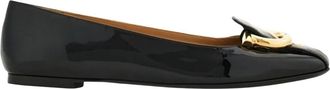 Ferragamo Gancini-gesp Ballerinas - Dames - Ballerinas - Zwart - 39 EU - Leer - Schoenen