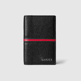 Gucci Card Case With Web, Black, Leather