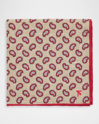 Isaia Men & apos;s Paisley Silk Pocket Square