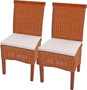 Hhg Hhg - Nunca Usado] Lote De 2 Sillas De Comedor Silla De Mimbre Silla M42, Rat&aacute;n, Con Coj&iacute;n De Asiento