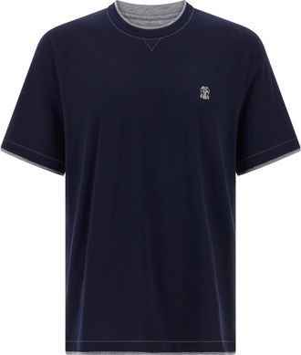 Brunello Cucinelli Blue Cotton Mens T-Shirt
