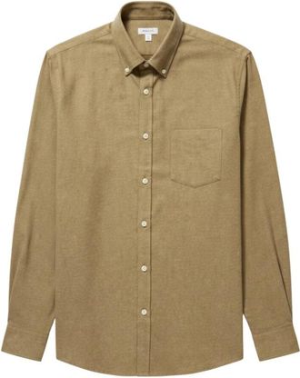 Sunspel Button Down Flanellen Overhemd - Heren - Casual Overhemden - Groen - 2XL - Katoen - Overhemden