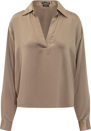 Tom Ford Beige Solid Shirt Collar Polo