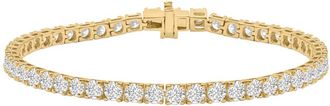 Diamond2Deal 14K Yellow Gold 10 CTW Lab-Grown Diamond 4-Prong Setting Straight-Line Tennis Bracelet (E-F, VS1-VS2)