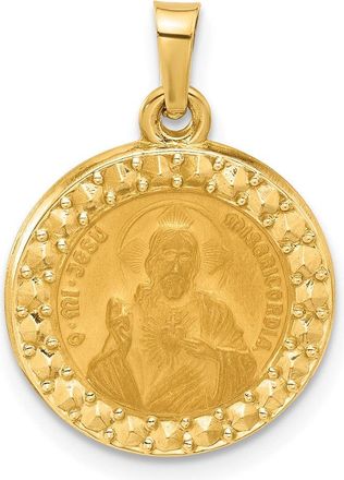 Diamond2Deal 14k Yellow Gold Hollow Sacred Heart of Jesus Medal